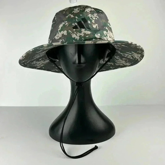 ADIDAS CAMO GOLF HAT SIZE S/M. WIDE BRIM UPF 50 VENTILATION STRING HOLDER - Picture 1 of 9